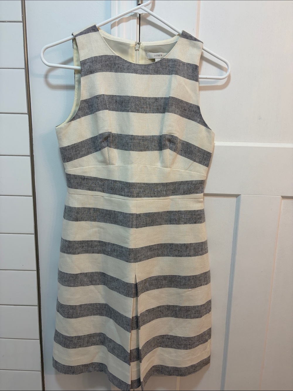 J. Crew Cream and Gray Striped Sleeveless Mini Dress - Size 2P